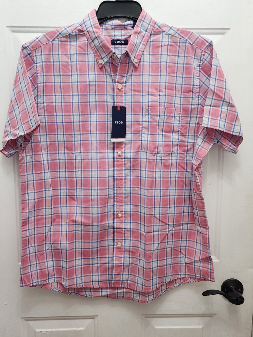 NWT Izod Men's Button Down Short Sleeve Shirt Size L